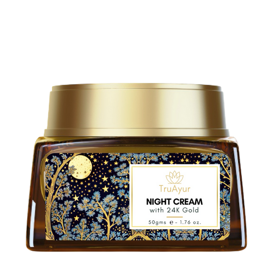 24K Gold Ayurvedische Anti-Aging Nachtcreme mit Bakuchiöl, Safran und Kurkuma