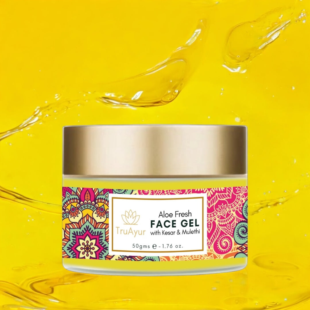 Aloe Fresh Gesichtsgel mit Kashmiri Kesar und Mulethi für einen strahlenden Glanz und tiefe Feuchtigkeitsversorgung