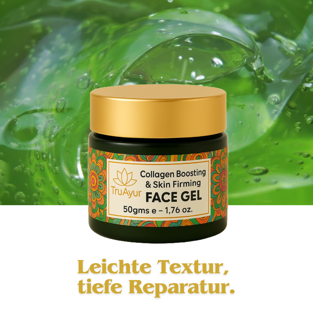 Straffendes und kollagenstimulierendes Gesichtsgel mit Aloe Vera, grünem Tee und Moringa