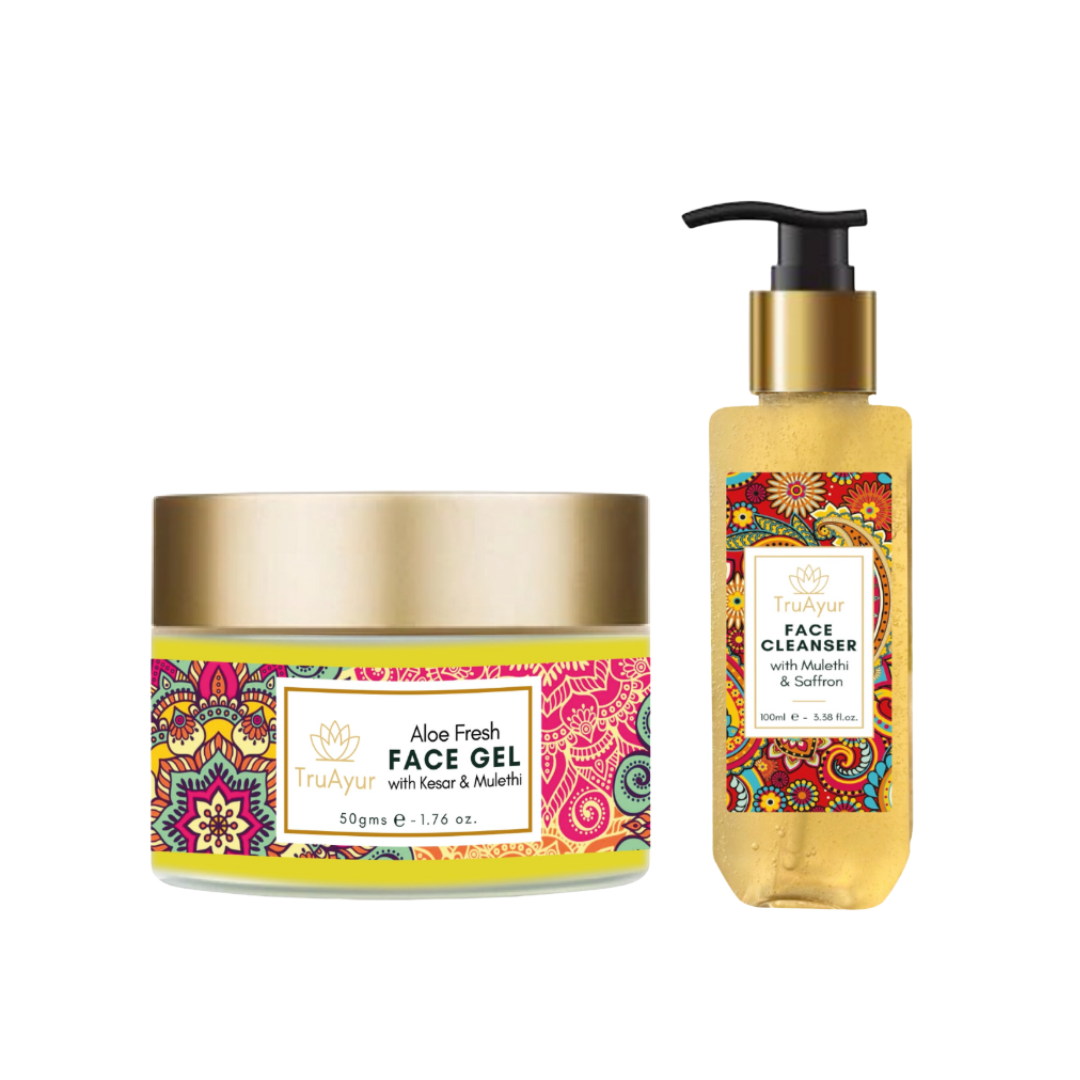 Frisches Gesichtsduo mit Kashmiri-Safran und Mulethi (Gesichtsreiniger & Aloe Fresh Gesichtsgel)