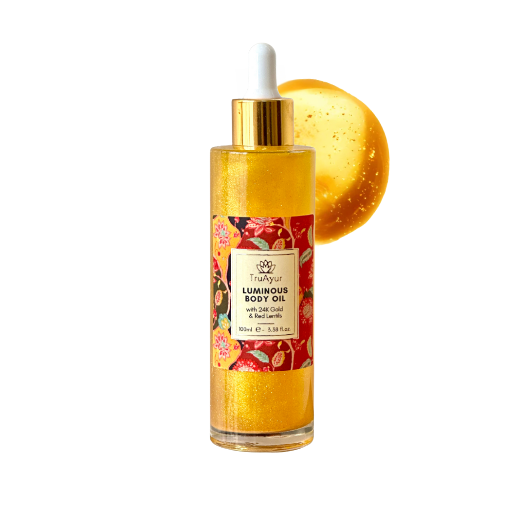 24K Gold Ayurvedisches Strahlkraft-Ritual (24K Gold Anti-Pigment-Gesichtsöl und Körperöl)