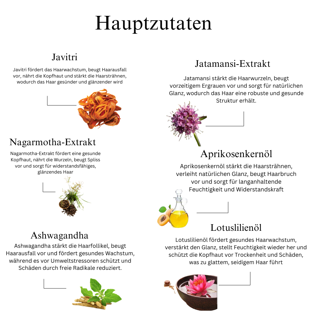 Ayurvedisches Haarserum-Öl mit 11 Kräutern für stärkeres Haar, gebändigten Frizz und strahlenden Glanz