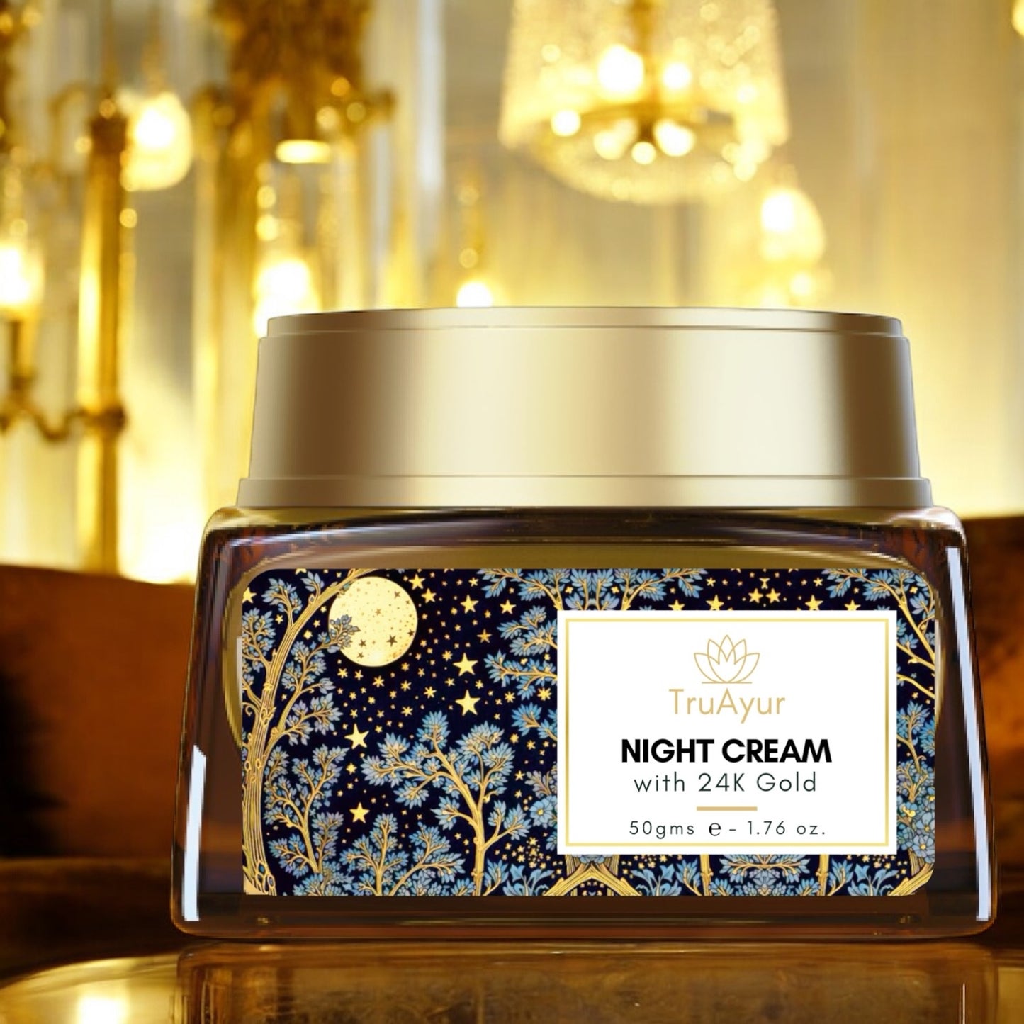 24K Gold Ayurvedische Anti-Aging Nachtcreme mit Bakuchiöl, Safran und Kurkuma
