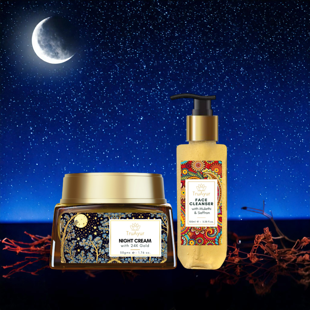 Safran-Glow-Nachtritual (24K Gold Nachtcreme und Gesichtsreiniger)