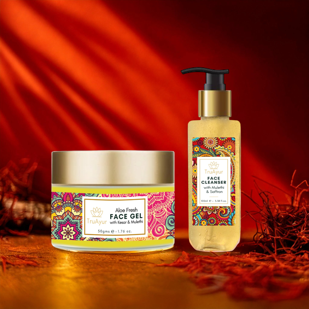 Frisches Gesichtsduo mit Kashmiri-Safran und Mulethi (Gesichtsreiniger & Aloe Fresh Gesichtsgel)