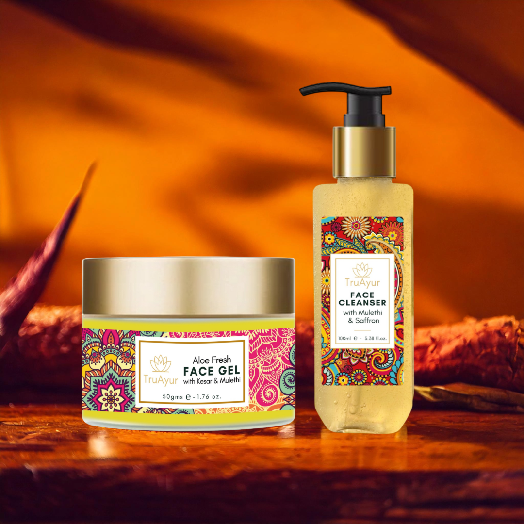 Frisches Gesichtsduo mit Kashmiri-Safran und Mulethi (Gesichtsreiniger & Aloe Fresh Gesichtsgel)