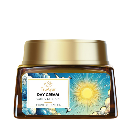 24K Gold Ayurvedische Glühverstärkende Tagescreme mit Gotu Kola, Safran und Mulethi