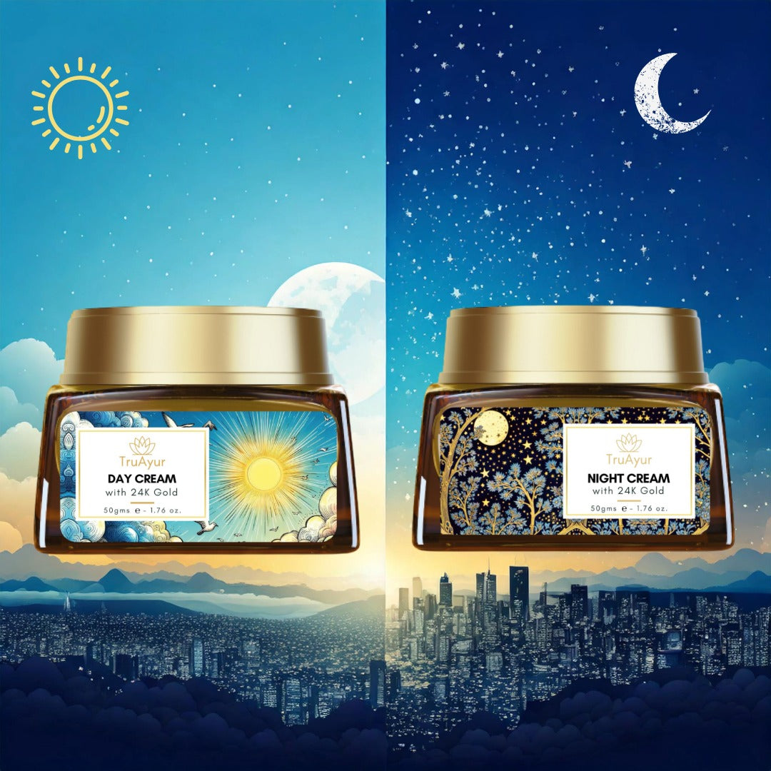 24K Gold Tages- und Nachtcreme-Kombination
