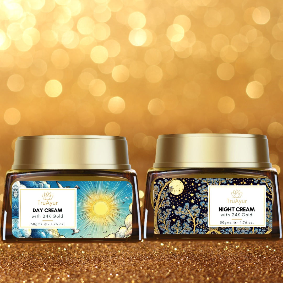 24K Gold Tages- und Nachtcreme-Kombination
