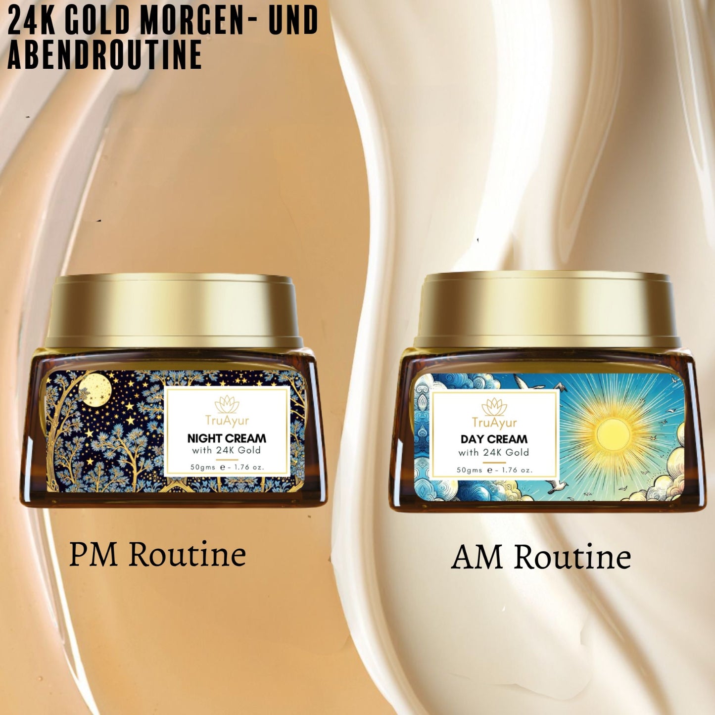 24K Gold Tages- und Nachtcreme-Kombination