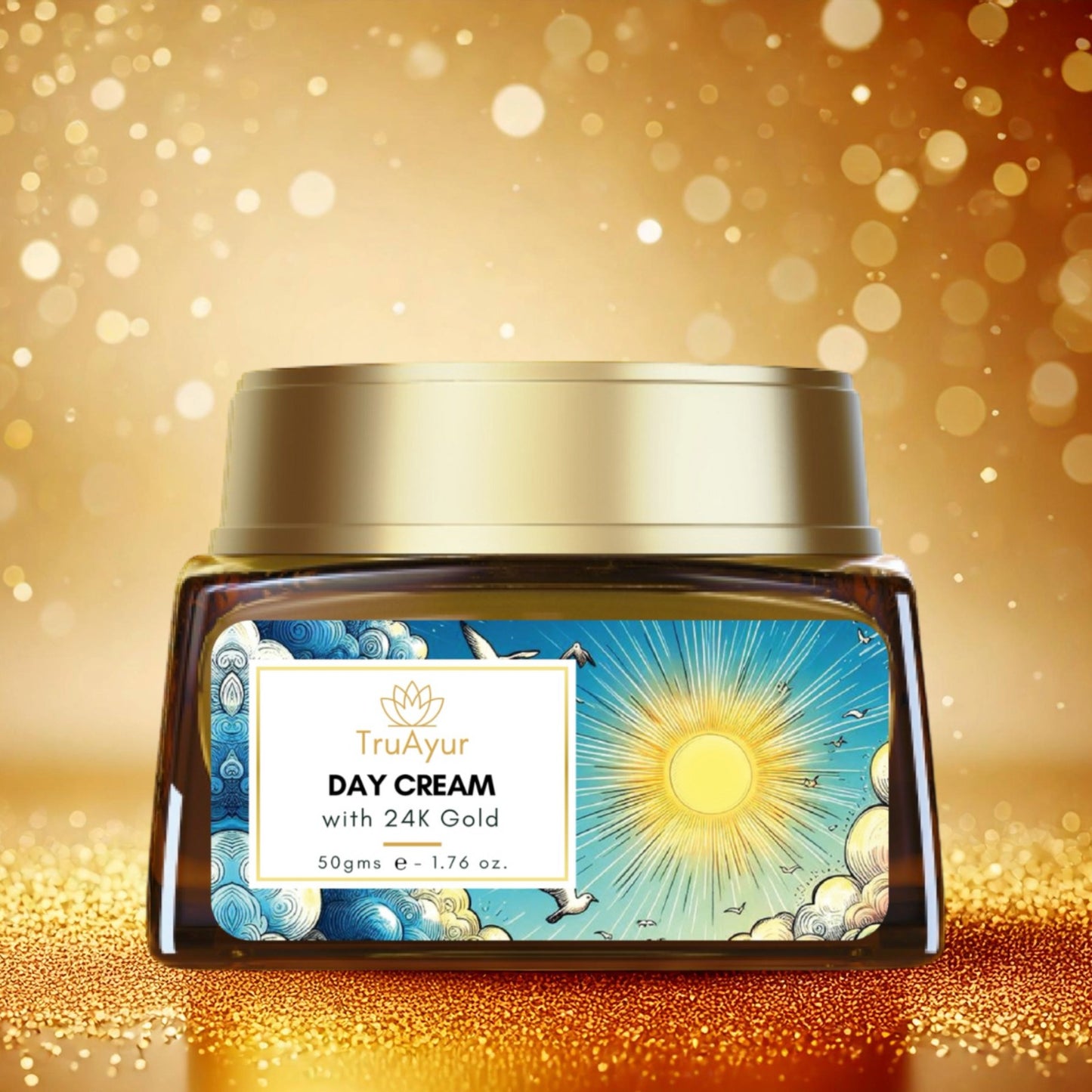 24K Gold Ayurvedische Glühverstärkende Tagescreme mit Gotu Kola, Safran und Mulethi