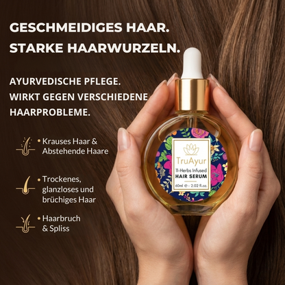 Ayurvedisches Haarserum-Öl mit 11 Kräutern für stärkeres Haar, gebändigten Frizz und strahlenden Glanz