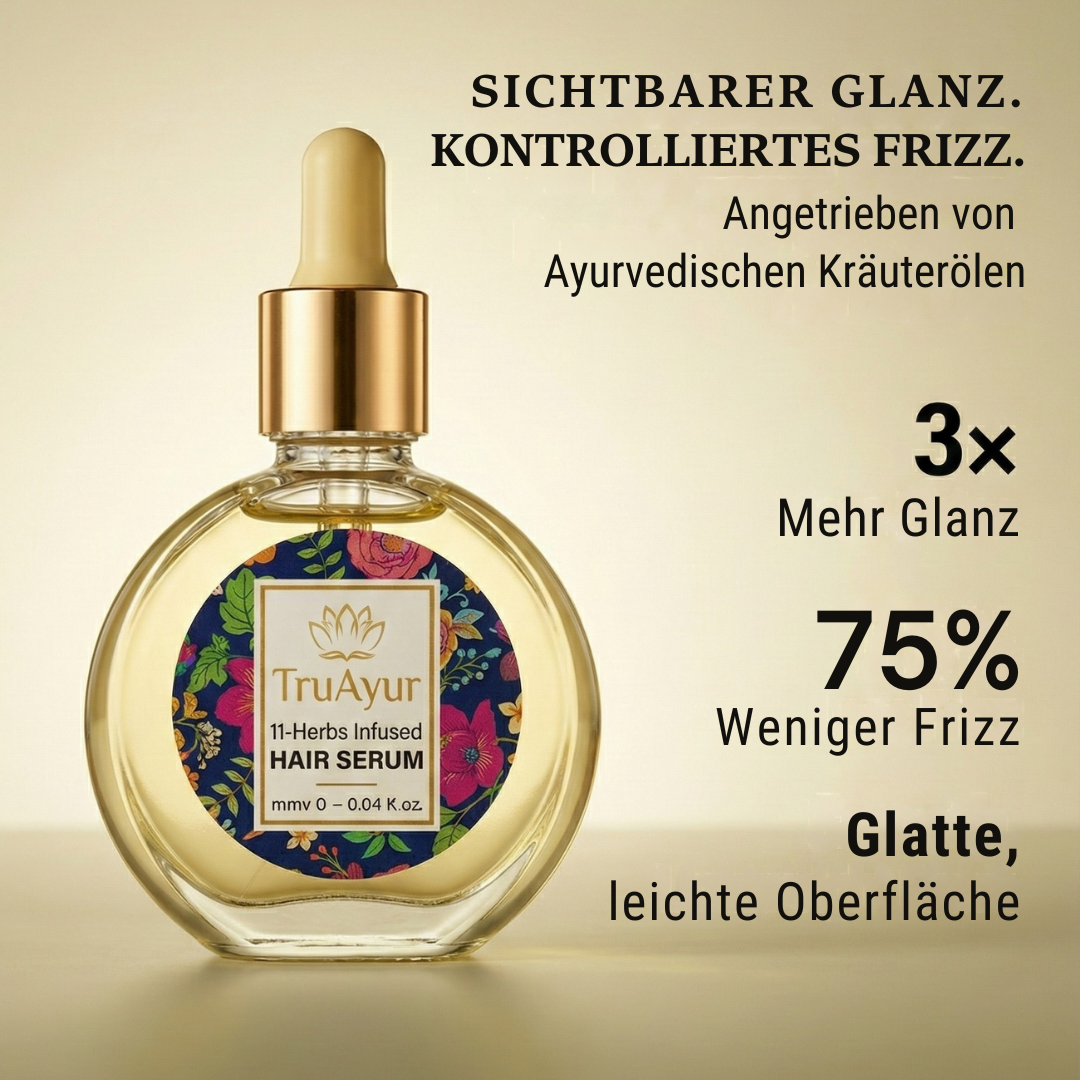 Ayurvedisches Haarserum-Öl mit 11 Kräutern für stärkeres Haar, gebändigten Frizz und strahlenden Glanz