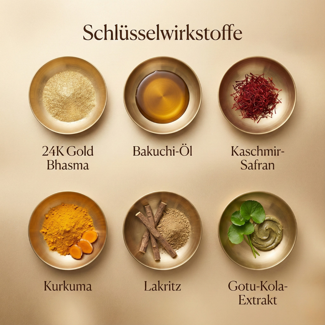 24K Gold Ayurvedische Anti-Aging Nachtcreme mit Bakuchiöl, Safran und Kurkuma
