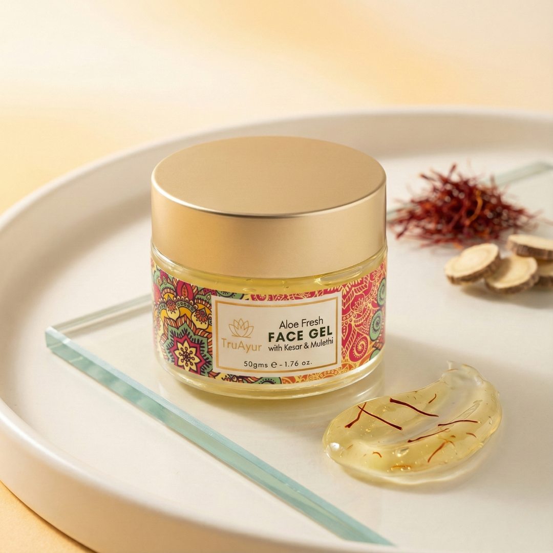 Aloe Fresh Gesichtsgel mit Kashmiri Kesar und Mulethi für einen strahlenden Glanz und tiefe Feuchtigkeitsversorgung
