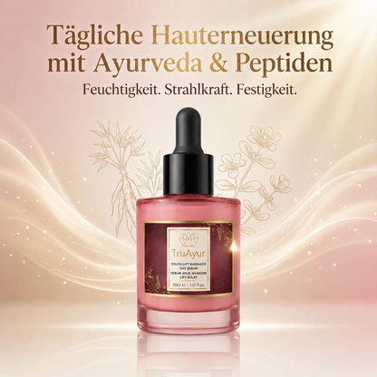 8-Kräuter Ayurvedisches Radiance-Tagesserum mit Syn-Ake-Peptid für intensive Feuchtigkeitsversorgung, ganztägige Ausstrahlung und sichtbare Straffung.