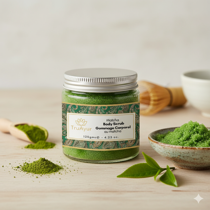 Matcha- und Avocado-Körperpeeling für intensive Feuchtigkeit und Pflege